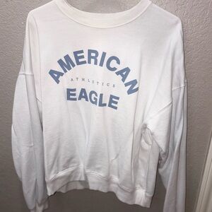 American Eagle Outfitters White and Blue Sweatshirt